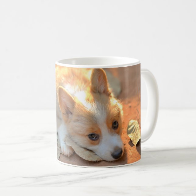 Cutest Baby Animals | Shy Corgi Coffee Mug (Front Right)