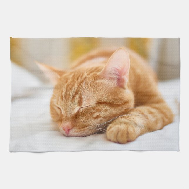 Cutest Baby Animals | Sleeping Ginger Cat Kitchen Towel (Horizontal)