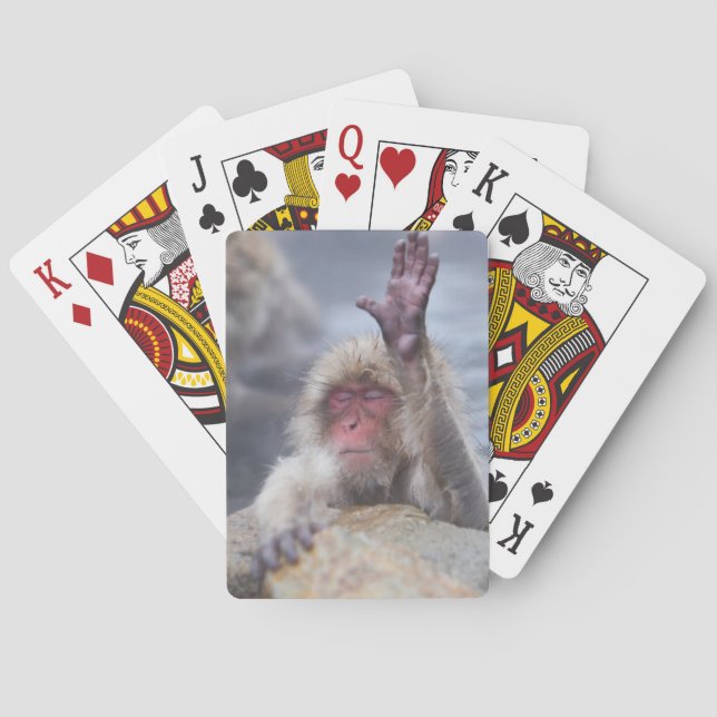 Cutest Baby Animals | Snow Monkey Face Poker Cards (Back)