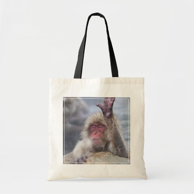 Cutest Baby Animals | Snow Monkey Face Tote Bag (Front)