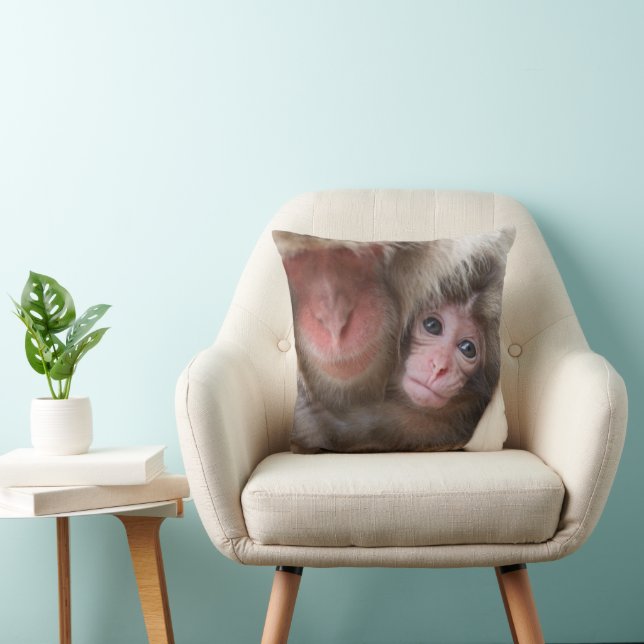 Cutest Baby Animals | Snow Monkey Throw Pillow (Chair)