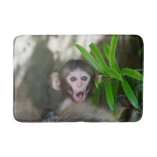 Cutest Baby Animals Surprised Snow Monkey Bath Mat