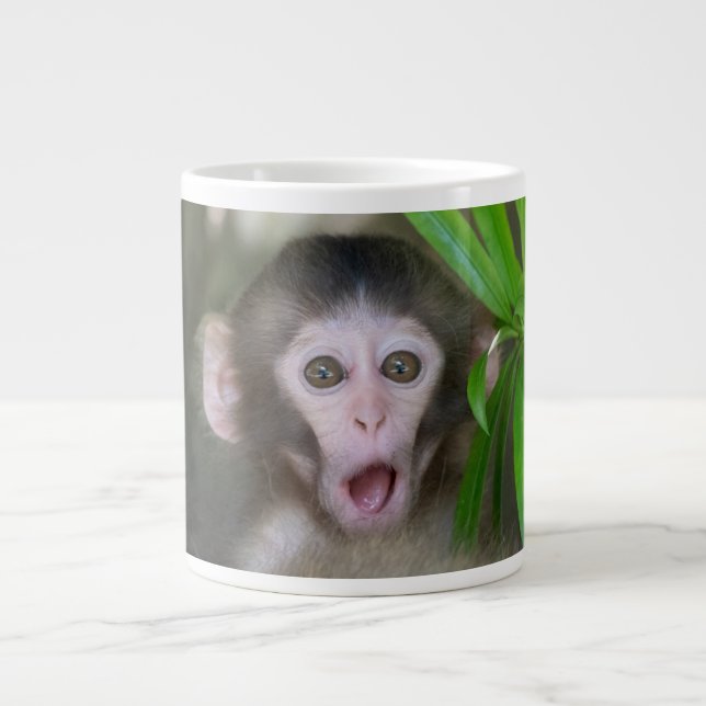 Cutest Baby Animals | Surprised Snow Monkey Giant Coffee Mug (Front)