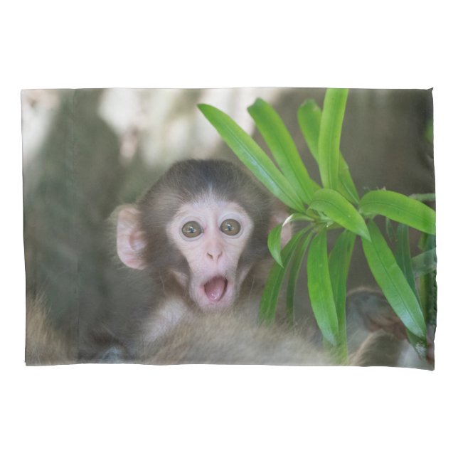 Cutest Baby Animals | Surprised Snow Monkey Pillow Case (Front)