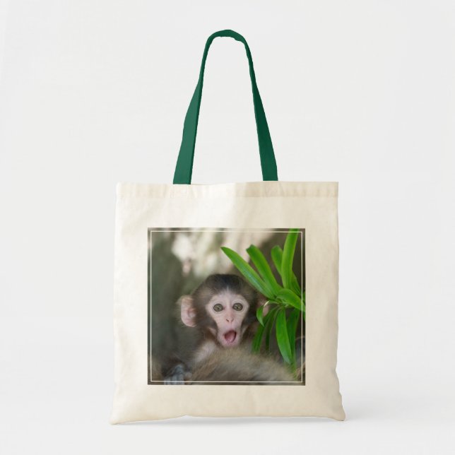 Cutest Baby Animals | Surprised Snow Monkey Tote Bag (Front)