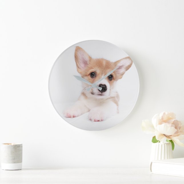 Cutest Baby Animals | Sweet Baby Corgi Large Clock (Home)