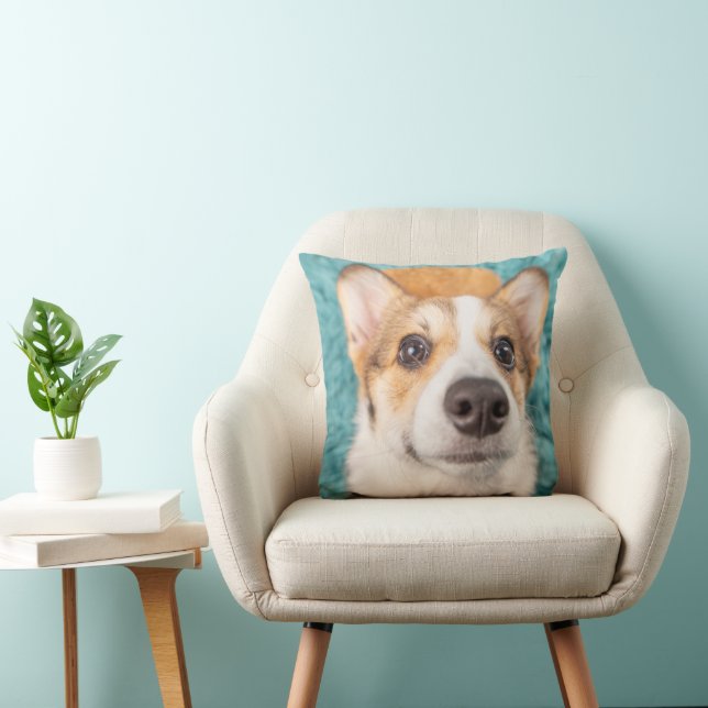 Cutest Baby Animals | Sweet Corgi Puppy Face Throw Pillow (Chair)