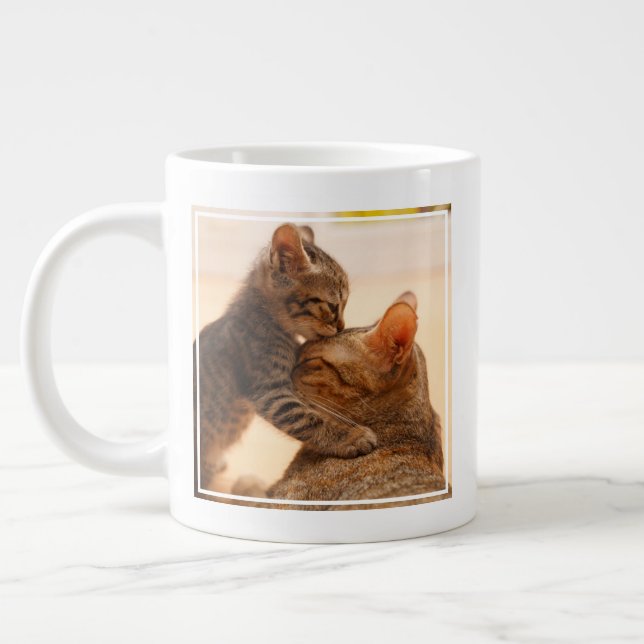 Cutest Baby Animals | Tabby Kitten Kiss Giant Coffee Mug (Left)