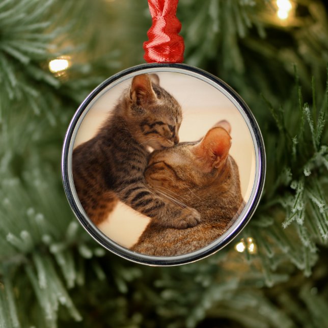 Cutest Baby Animals | Tabby Kitten Kiss Metal Ornament (Tree)