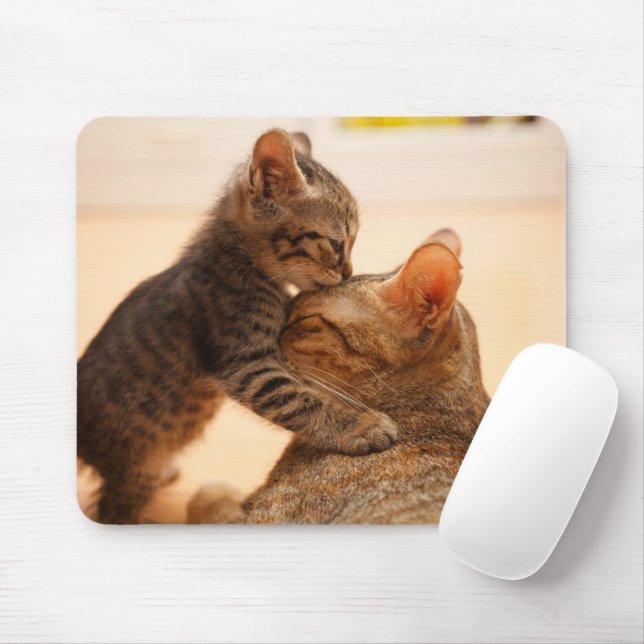Cutest Baby Animals | Tabby Kitten Kiss Mouse Pad (With Mouse)