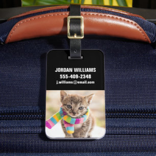 Cutest Baby Animals Tabby Kitten Rainbow Scarf Luggage Tag