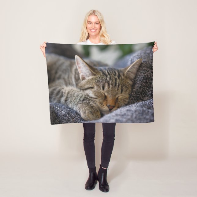Cutest Baby Animals | Tabby Kitten Sleeping Fleece Blanket (In Situ)