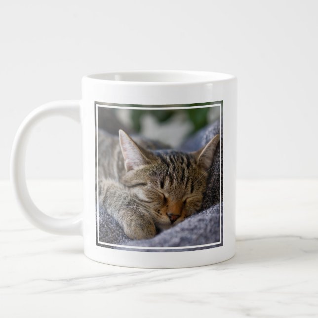 Cutest Baby Animals | Tabby Kitten Sleeping Giant Coffee Mug (Left)