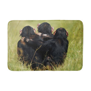 Cutest Baby Animals   Three Chimpanzees Hugging Bath Mat