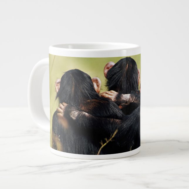 Cutest Baby Animals | Three Chimpanzees Hugging Giant Coffee Mug (Front Left)