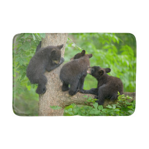 Cutest Baby Animals Three Young Black Bear Cubs Bath Mat