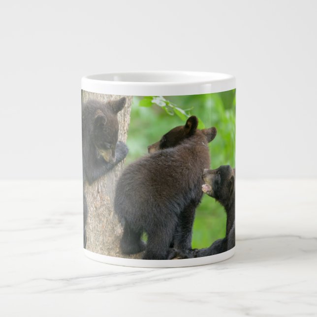 Cutest Baby Animals | Three Young Black Bear Cubs Giant Coffee Mug (Front)