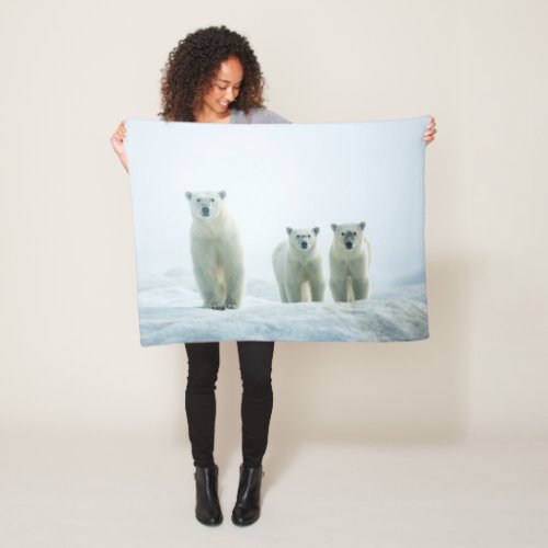 Cutest Baby Animals  Three Young Polar Bears Fleece Blanket