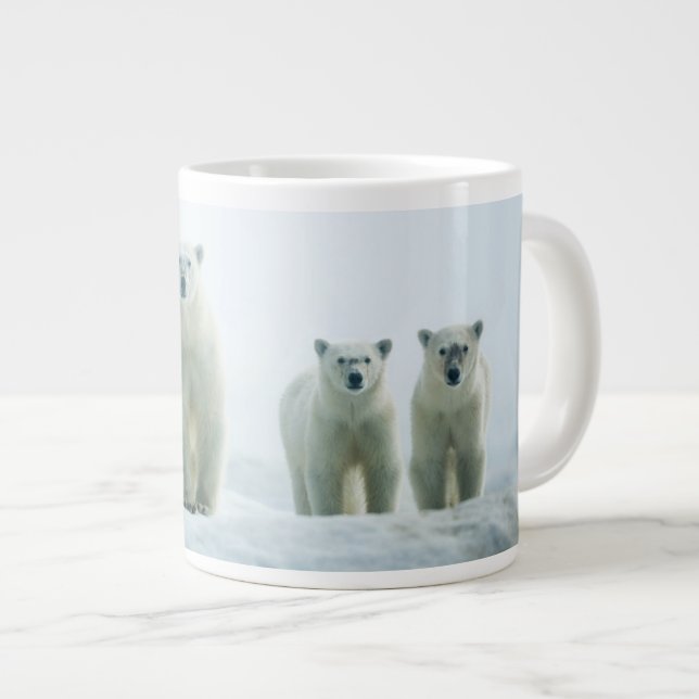 Cutest Baby Animals | Three Young Polar Bears Giant Coffee Mug (Front Right)