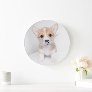 Cutest Baby Animals Tiny Corgi Large Clock