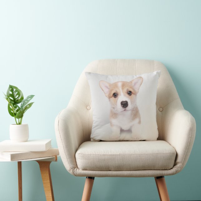 Cutest Baby Animals | Tiny Corgi Throw Pillow (Chair)