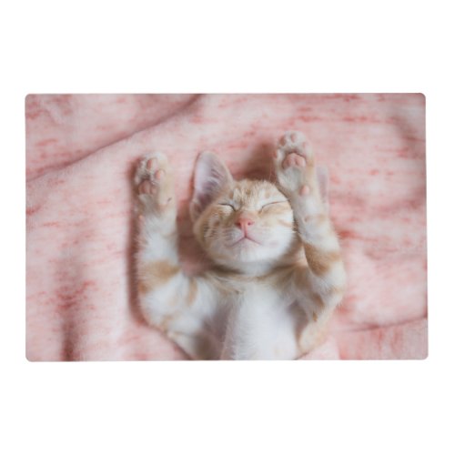 Cutest Baby Animals  Tiny Orange Striped Kitten Placemat