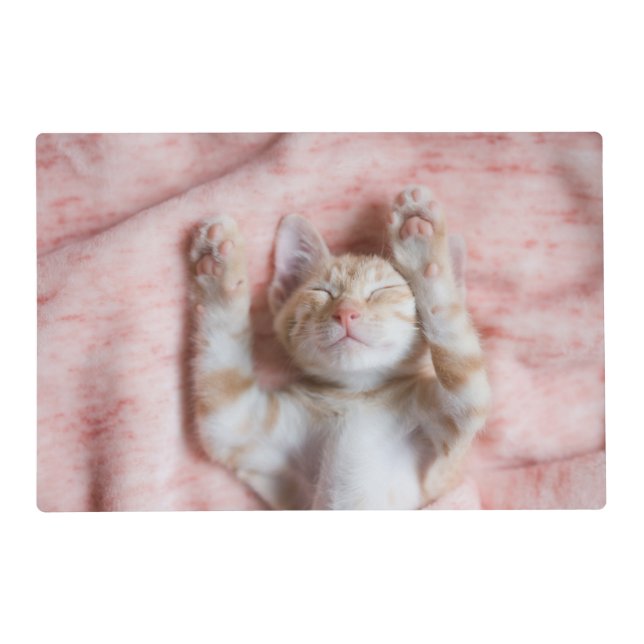 Cutest Baby Animals | Tiny Orange Striped Kitten Placemat (Front)