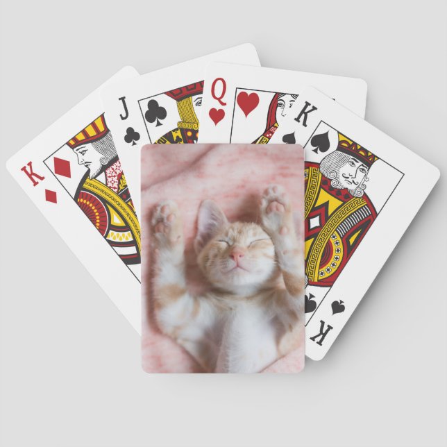 Cutest Baby Animals | Tiny Orange Striped Kitten Poker Cards (Back)