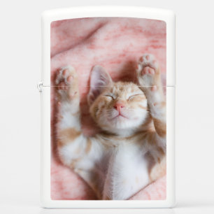 Cutest Baby Animals Tiny Orange Striped Kitten Zippo Lighter
