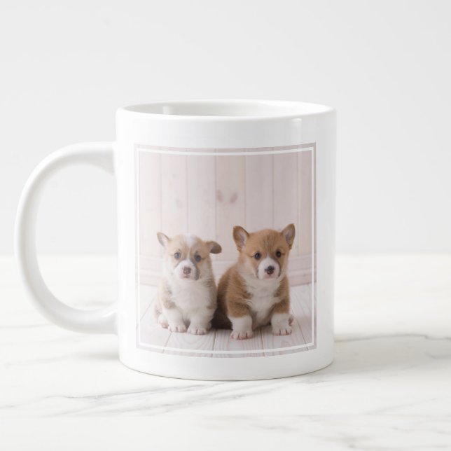 Cutest Baby Animals | Two Baby Corgis Sitting Giant Coffee Mug (Left)