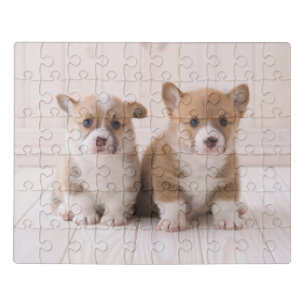 Cutest Baby Animals Two Baby Corgis Sitting Jigsaw Puzzle