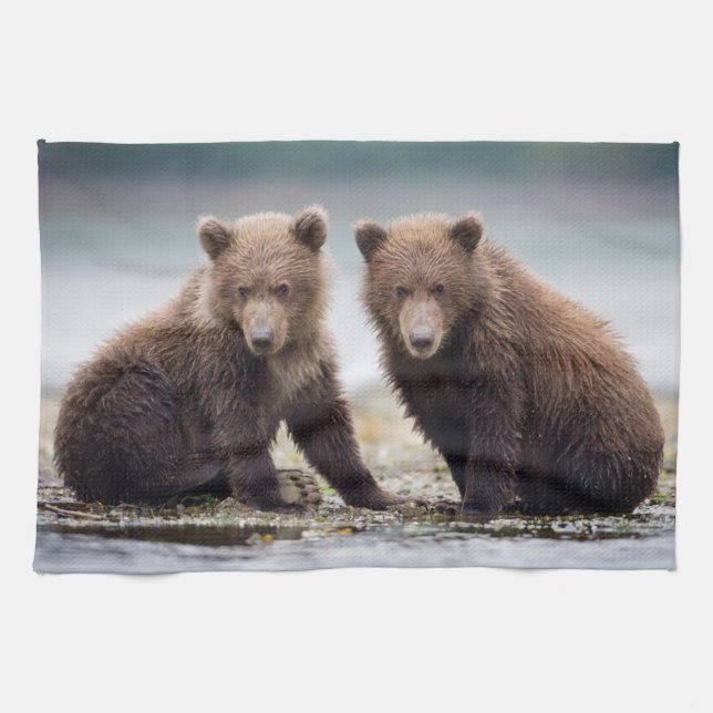 Cutest Baby Animals | Two Bear Cubs Kitchen Towel (Horizontal)