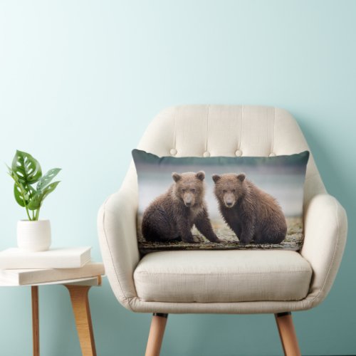 Cutest Baby Animals  Two Bear Cubs Lumbar Pillow