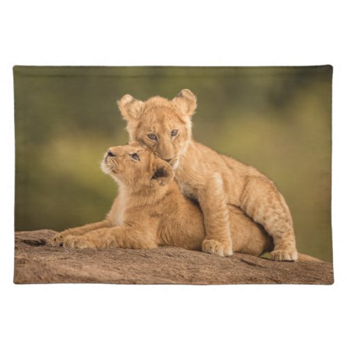 Cutest Baby Animals  Two Lion Cubs Cloth Placemat