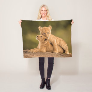 Cutest Baby Animals Two Lion Cubs Fleece Blanket