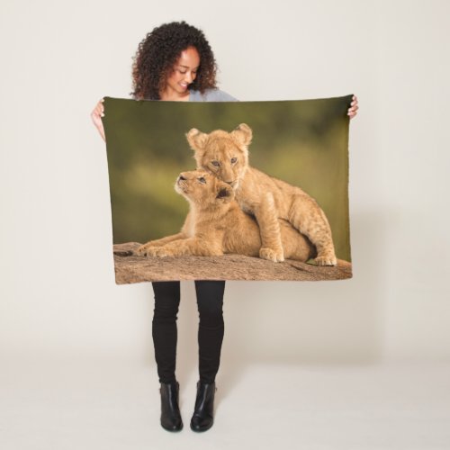 Cutest Baby Animals  Two Lion Cubs Fleece Blanket