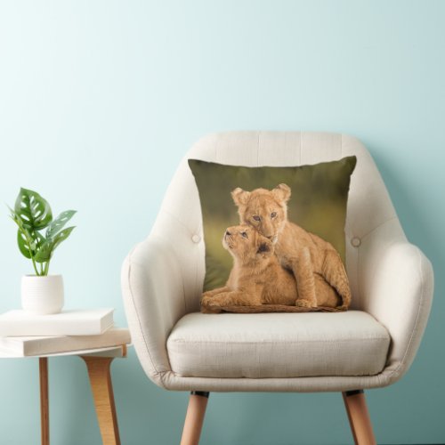 Cutest Baby Animals  Two Lion Cubs Throw Pillow