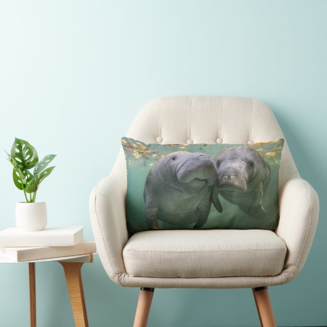 Cutest Baby Animals | Two Manatees Lumbar Pillow (Chair)