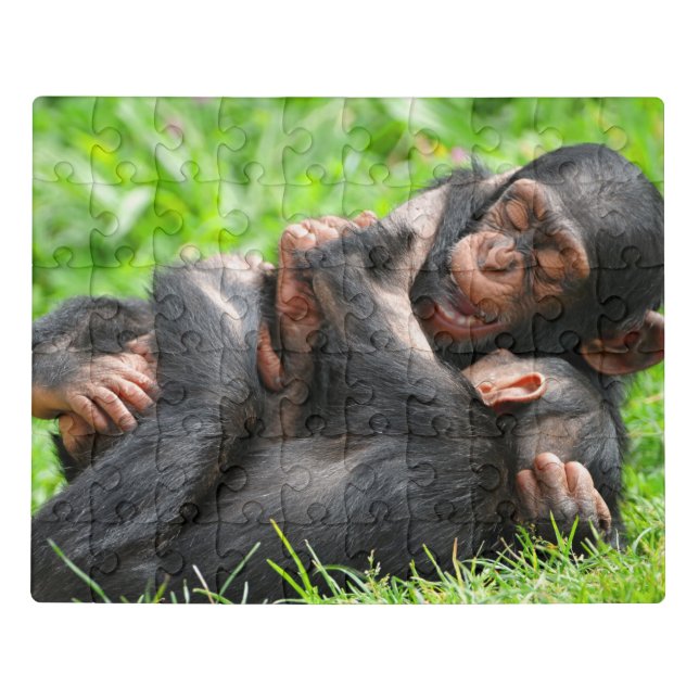 Cutest Baby Animals | Two Young Chimpanzees Jigsaw Puzzle (Puzzle Horizontal)