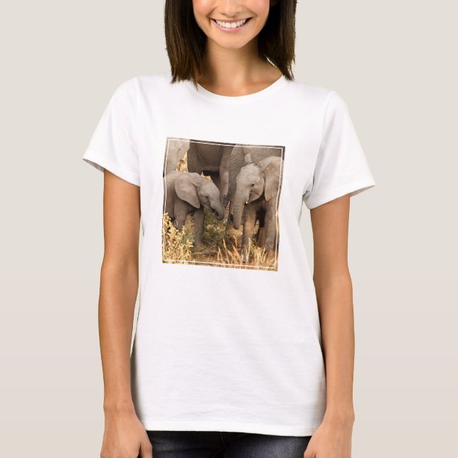 Cutest Baby Animals | Two Young Elephants T-Shirt (Front)