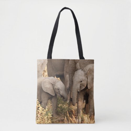 Cutest Baby Animals  Two Young Elephants Tote Bag