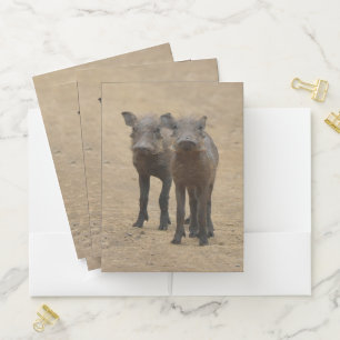 Cutest Baby Animals Two Young Warthogs Pocket Folder