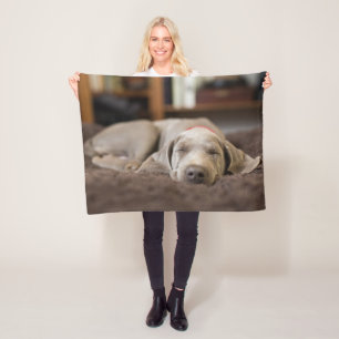 Cutest Baby Animals Weimaraner Puppy Sleeping Fleece Blanket