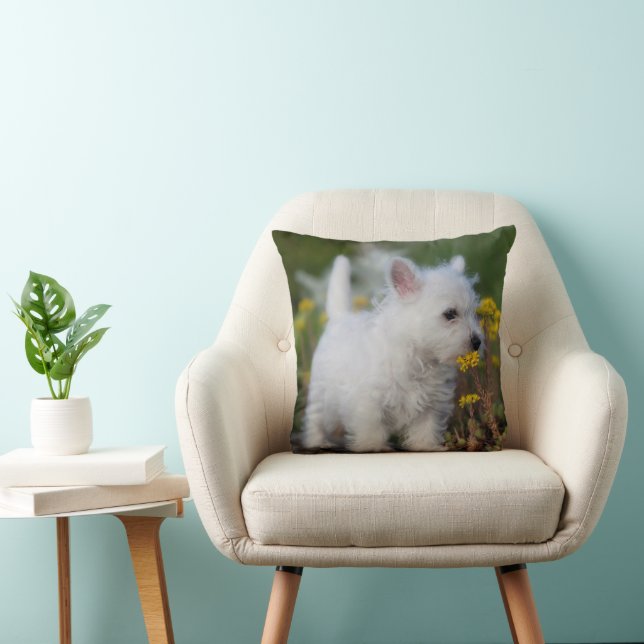 Cutest Baby Animals | West Highland White Terrier Throw Pillow (Chair)