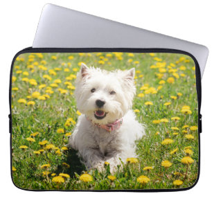 Cutest Baby Animals Westie Dog in Dandelions Laptop Sleeve