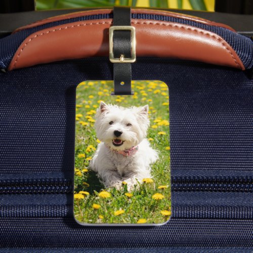 Cutest Baby Animals  Westie Dog in Dandelions Luggage Tag