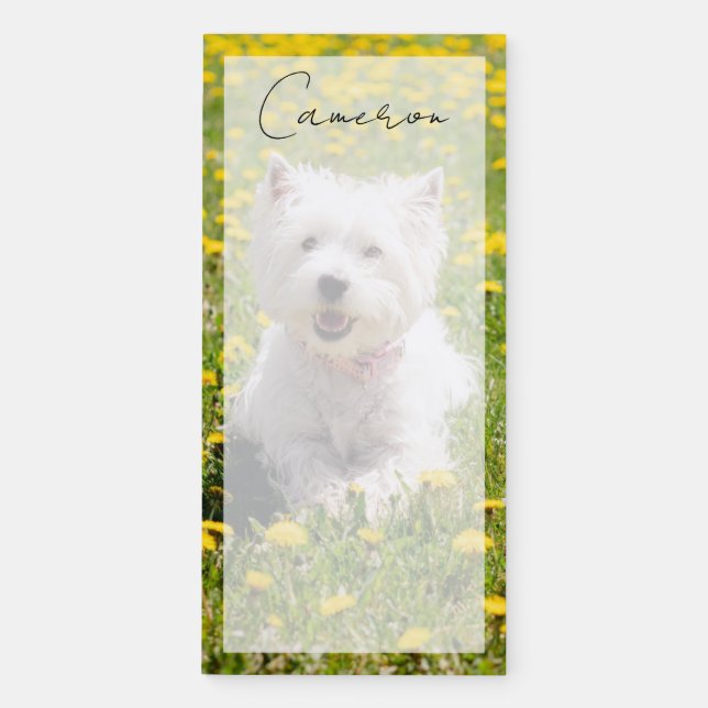 Cutest Baby Animals | Westie Dog in Dandelions Magnetic Notepad (Front)