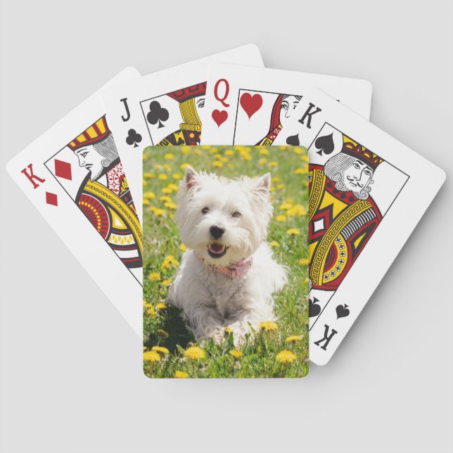 Cutest Baby Animals | Westie Dog in Dandelions Poker Cards (Back)