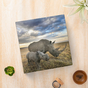 Cutest Baby Animals   White Rhino & Calf 3 Ring Binder