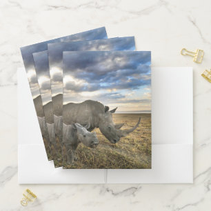 Cutest Baby Animals White Rhino & Calf Pocket Folder